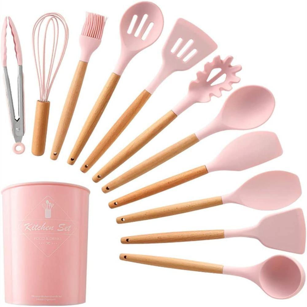 Set Utensilios De Cocina De Silicona 12 Piezas Rosado img #3