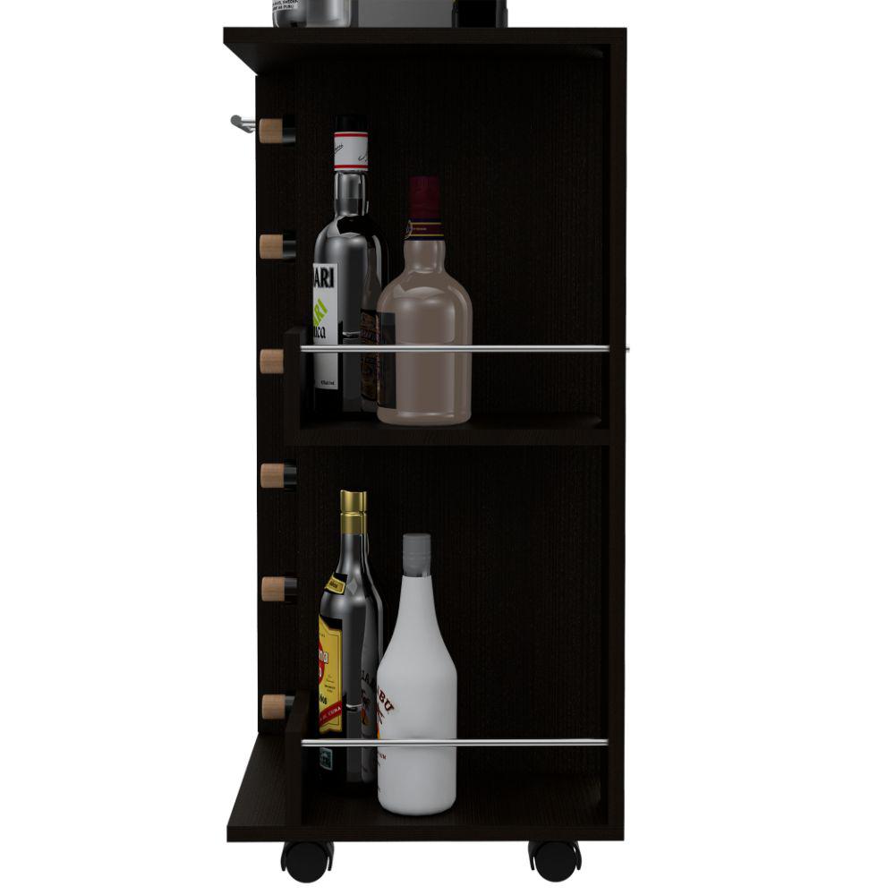 Bar Cart, Wengue, Con Espacio Para Botellas Y Porta Copas img #3