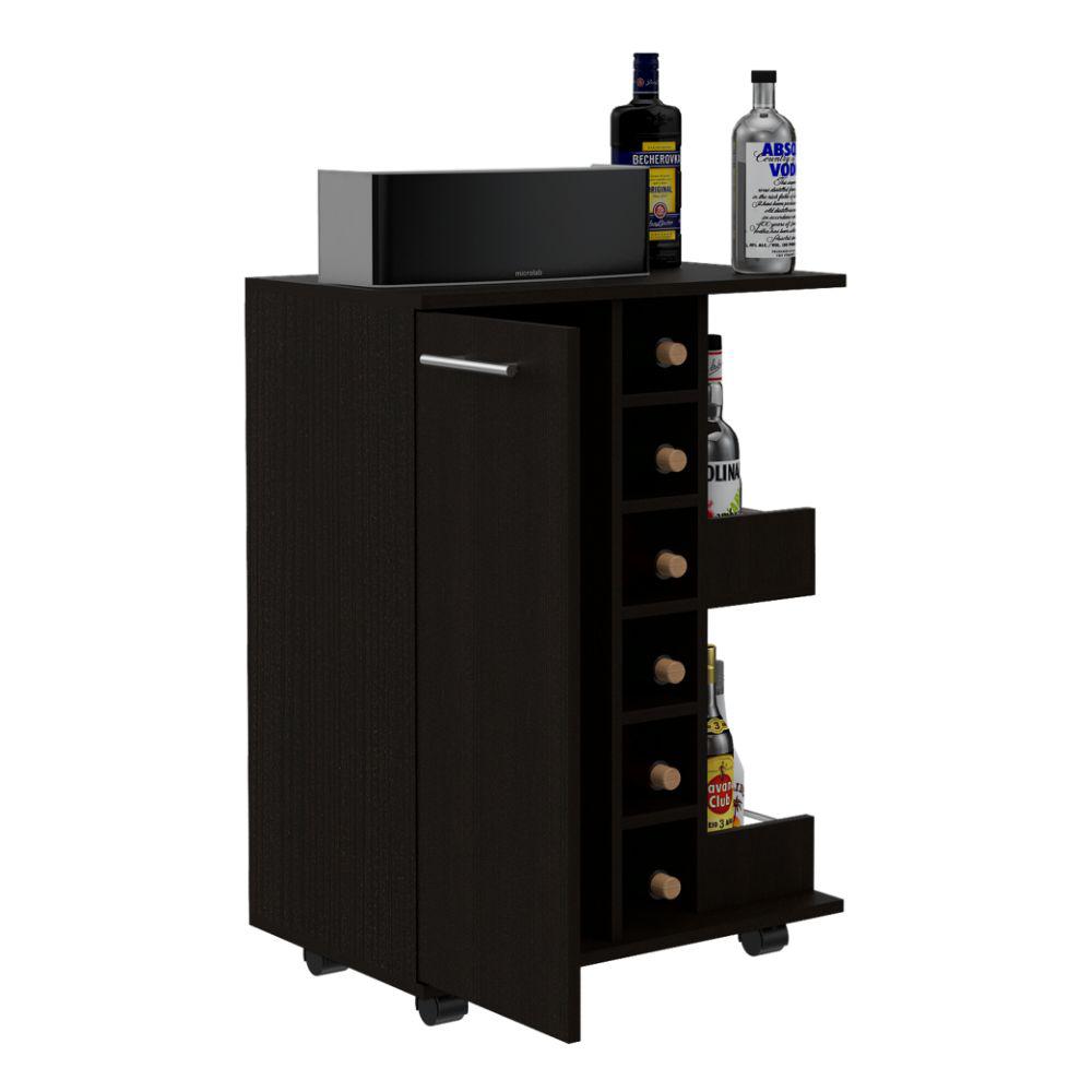 Bar Cart, Wengue, Con Espacio Para Botellas Y Porta Copas img #4