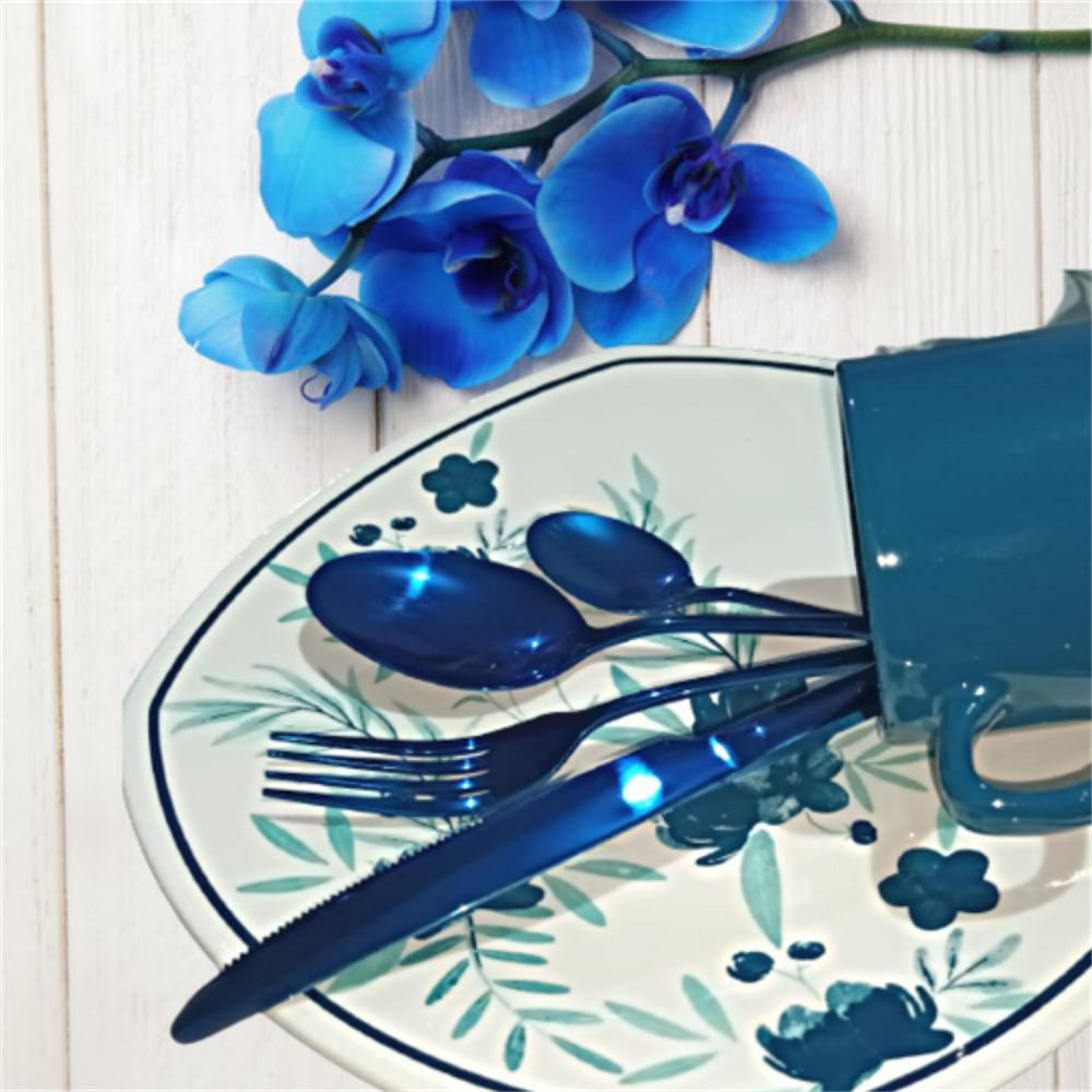 Juego De Cubiertos Azul 24 Piezas Acero Inoxidable img #2