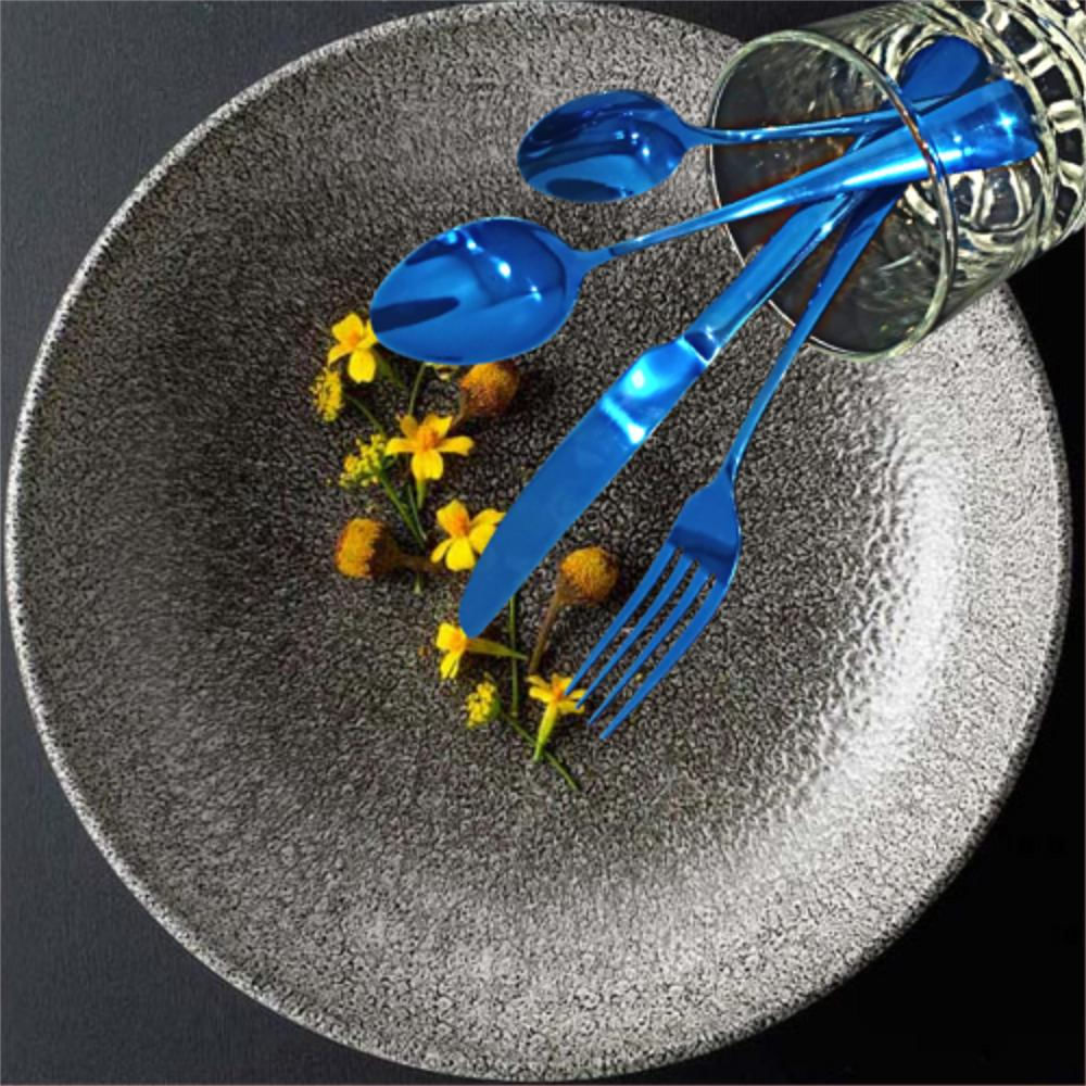 Juego De Cubiertos Azul 24 Piezas Acero Inoxidable img #3