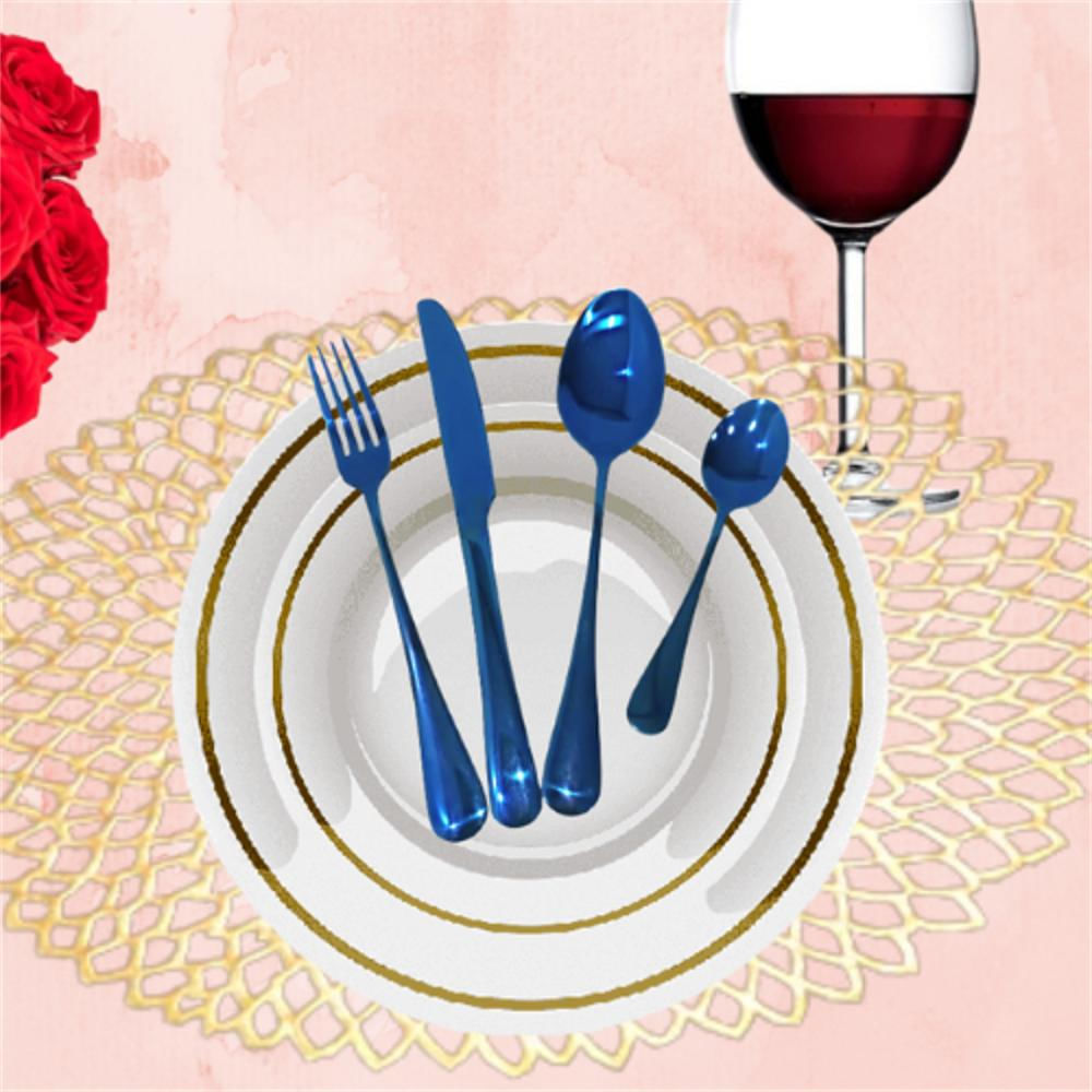 Juego De Cubiertos Azul 24 Piezas Acero Inoxidable img #4