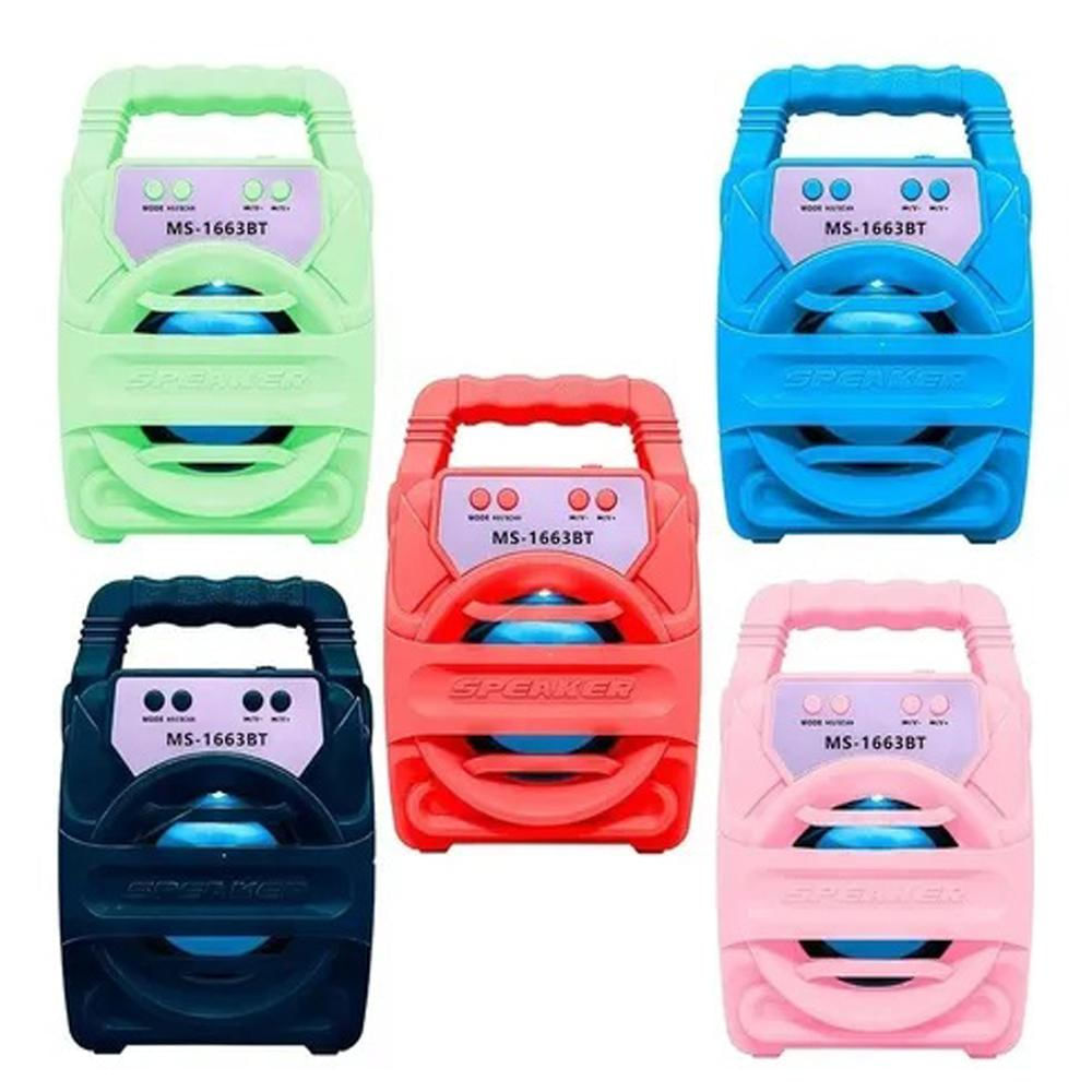 Mini Parlante Portátil Ms 1663 Usb Bluetooth Verde 6W Luz Led Estéreo img #2