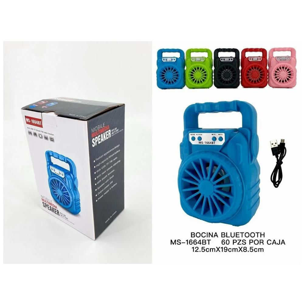 Parlante Ms 1664 Azul Bluetooth Sd Fm Micro Sd Luces Led Usb Portátil img #4