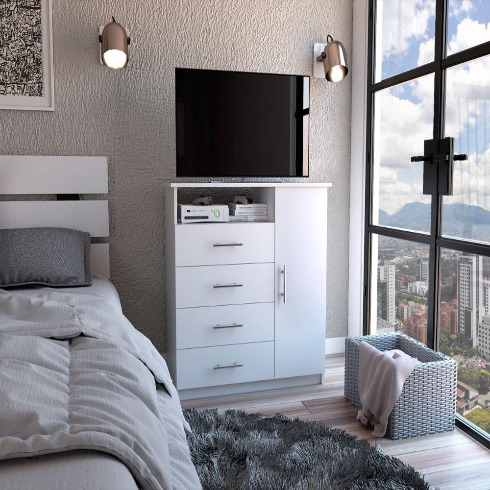 Organizador Barlovento, Blanco Perla, Con Cuatro Cajones Deslizables img #2