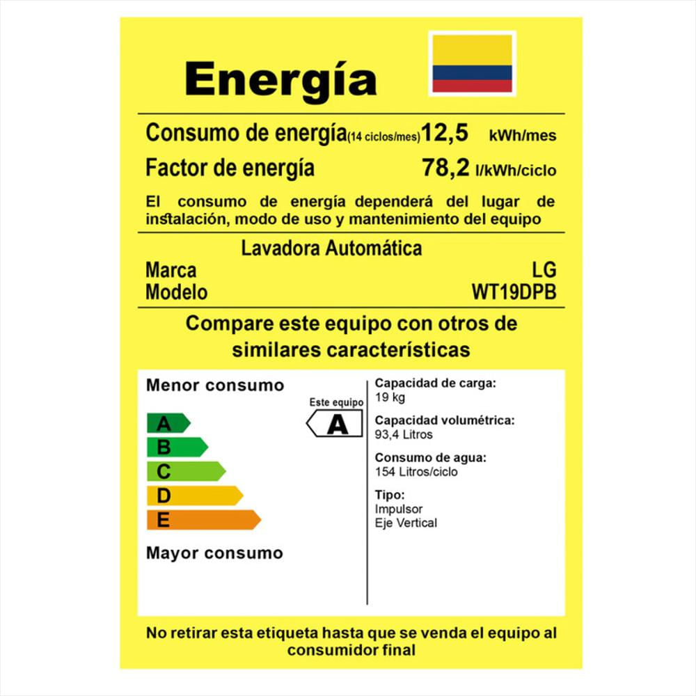 Lavadora Lg 19Kg Automática Wt19dpb.Asfecol Motor Smart Inverter Color Gris img #5